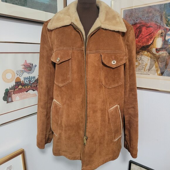Vintage Men's 70'ds Suede faux sheepskin lining Jacket Size 42 by Willian Barry - Picture 1 of 7